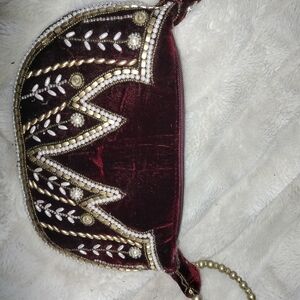 Elegant Velvet Clutch with Gold Accents